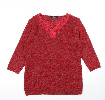 Bonmarché Womens Red Knit Pullover Jumper Size L