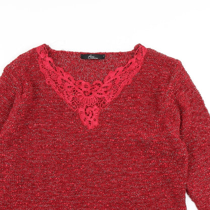 Bonmarché Womens Red Knit Pullover Jumper Size L
