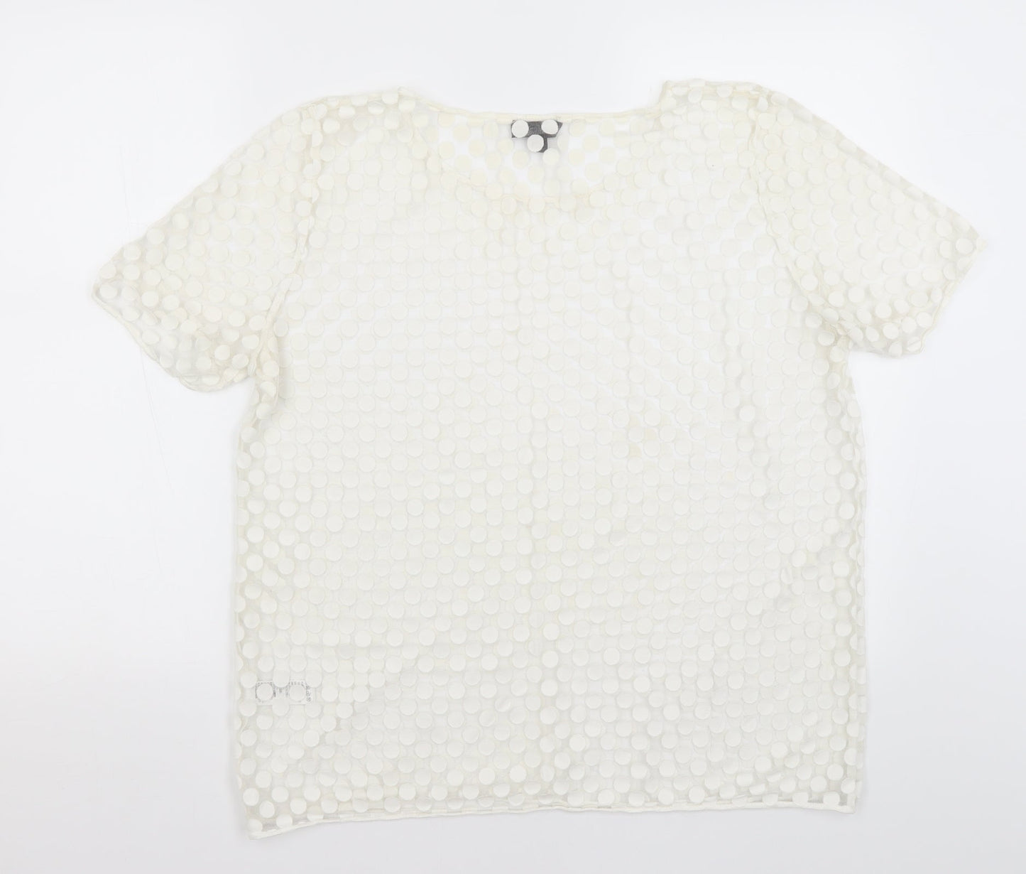 Topshop Womens Ivory Polka Dot  Basic T-Shirt Size 14