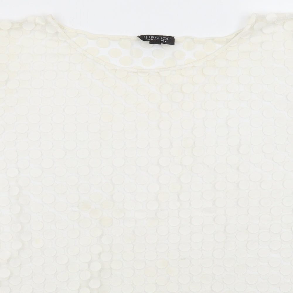 Topshop Womens Ivory Polka Dot  Basic T-Shirt Size 14