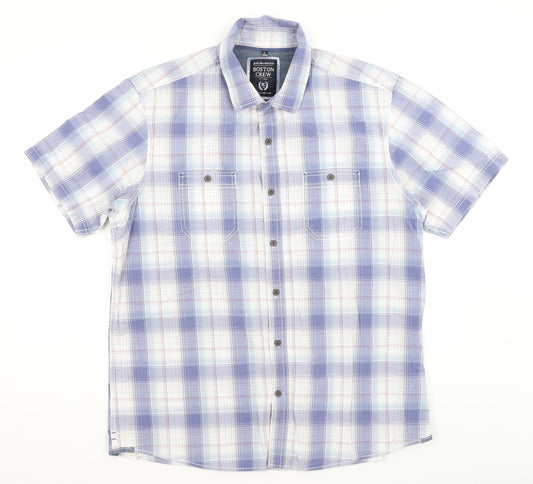 Boston Crew Mens Blue Plaid   Button-Up Size L