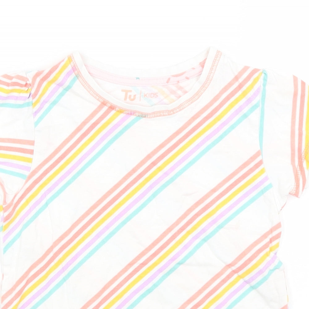 TU Boys White Striped  Basic T-Shirt Size 7-8 Years