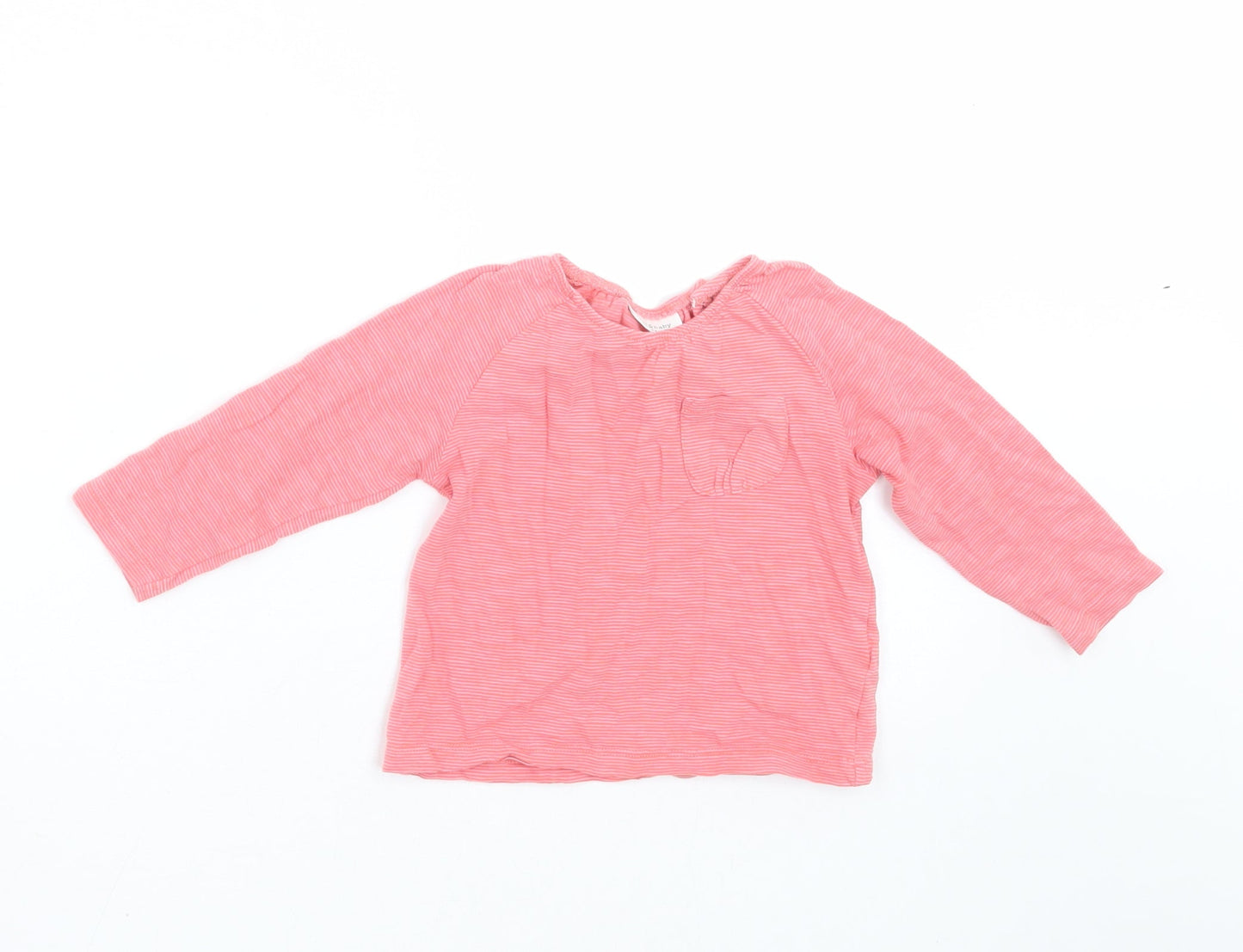 NEXT Girls Pink Striped  Basic T-Shirt Size 9-12 Months