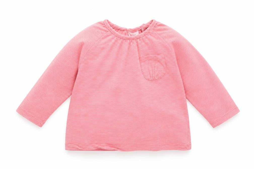 NEXT Girls Pink Striped  Basic T-Shirt Size 9-12 Months