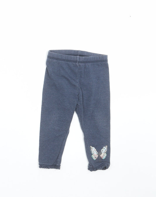 NEXT Girls Blue    Trousers Size 9-12 Months  - leggings, butterfly