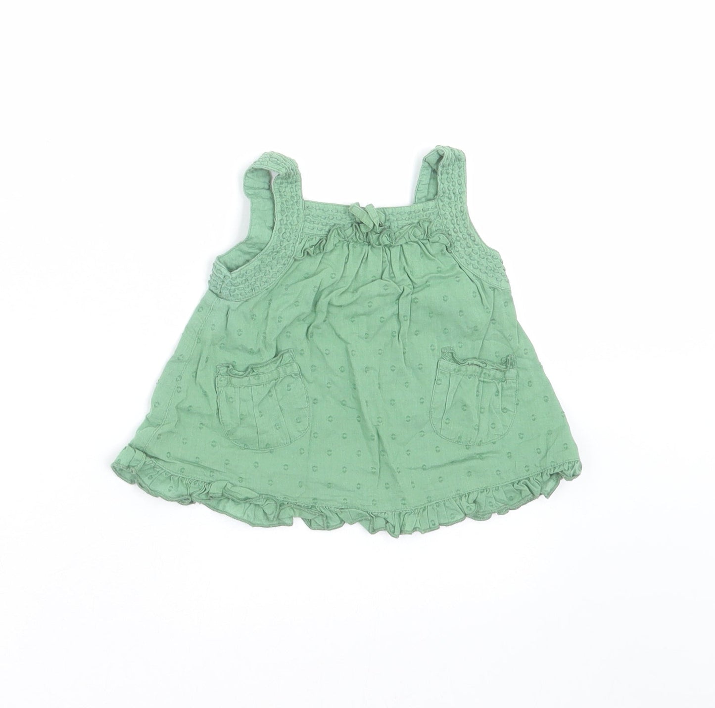 Monsoon Girls Green Geometric  Basic Blouse Size 3-6 Months