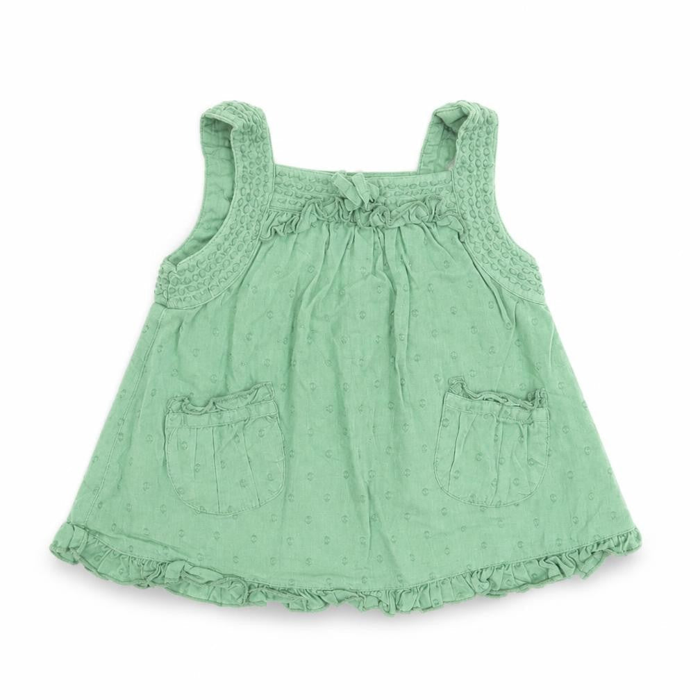 Monsoon Girls Green Geometric  Basic Blouse Size 3-6 Months