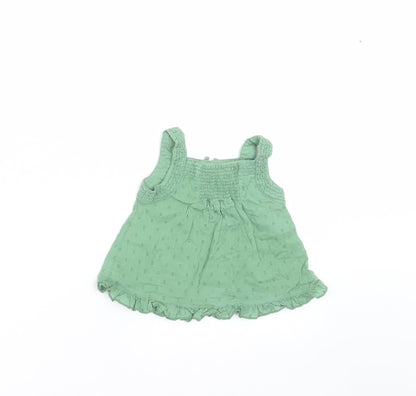 Monsoon Girls Green Geometric  Basic Blouse Size 3-6 Months