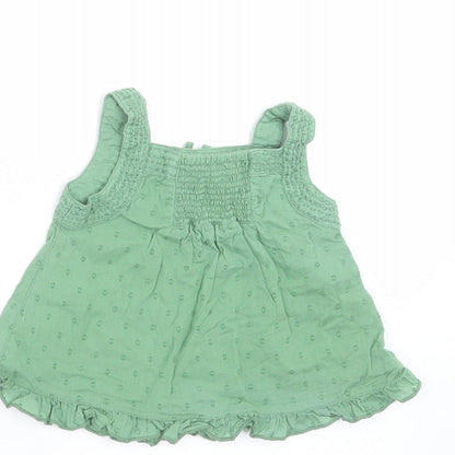 Monsoon Girls Green Geometric  Basic Blouse Size 3-6 Months