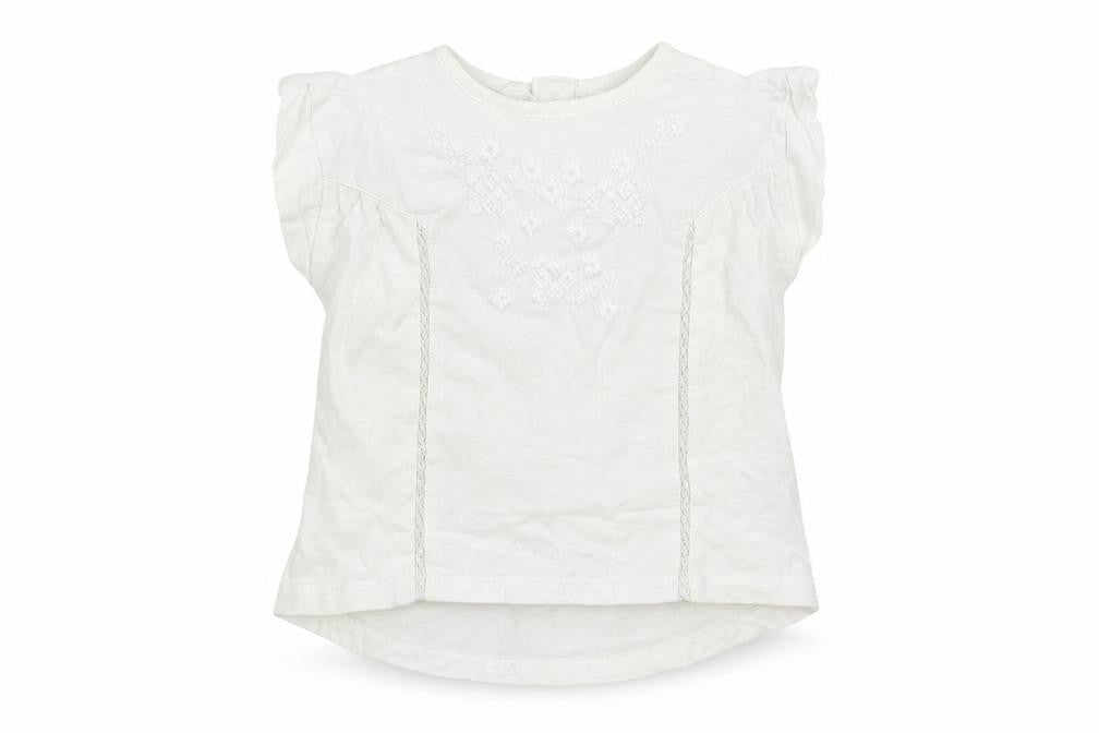 NEXT Girls White   Basic T-Shirt Size 3-6 Months  - Embroidered detail