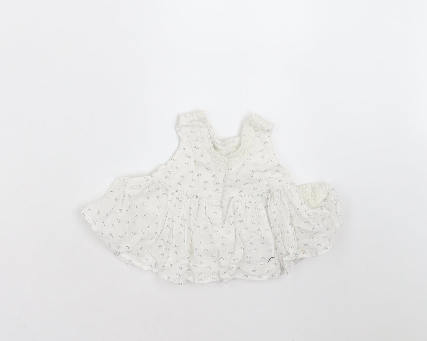 NEXT Girls White Floral  Basic Blouse Size 3-6 Months