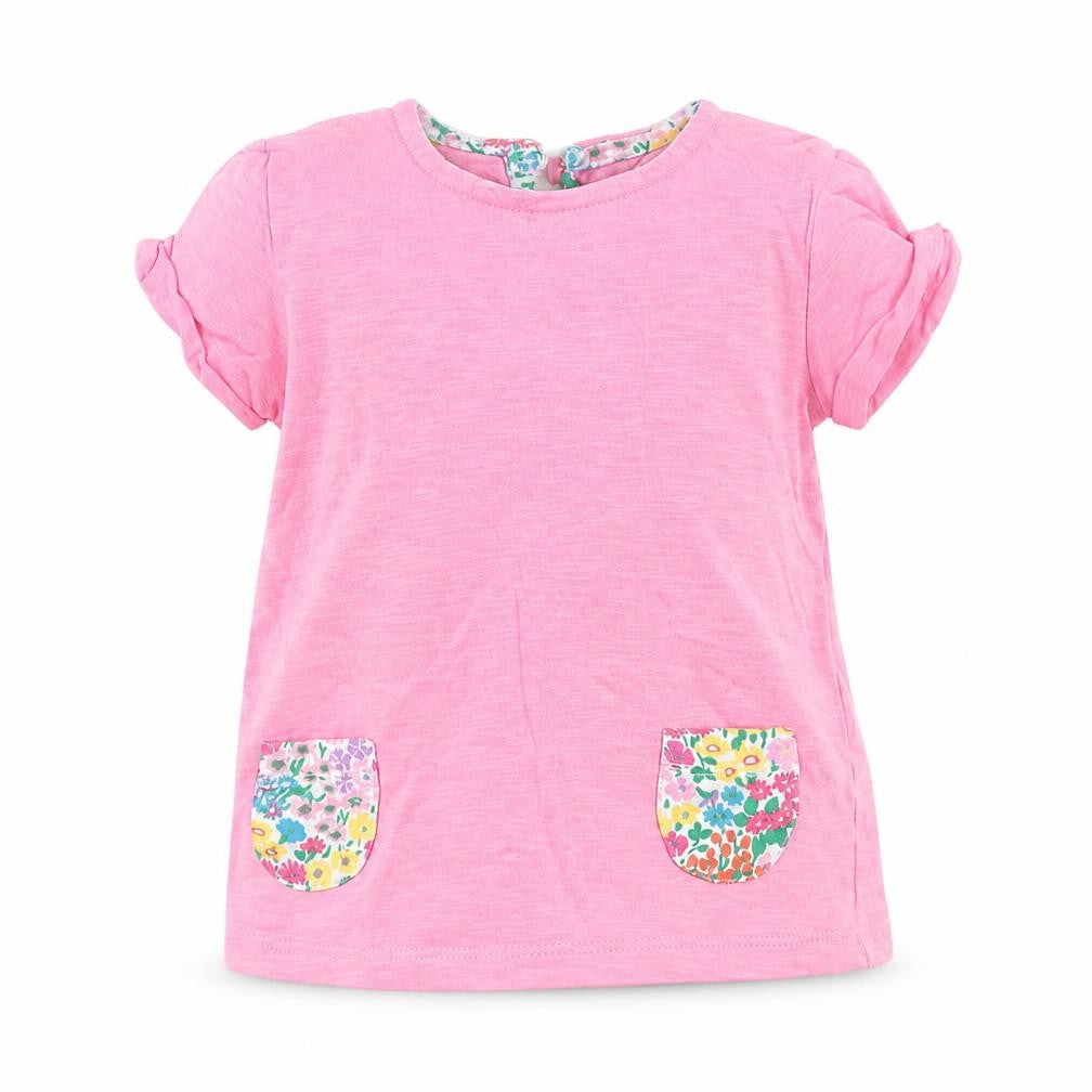 NEXT Girls Pink   Basic T-Shirt Size 3-6 Months  - Floral Pocket Pattern