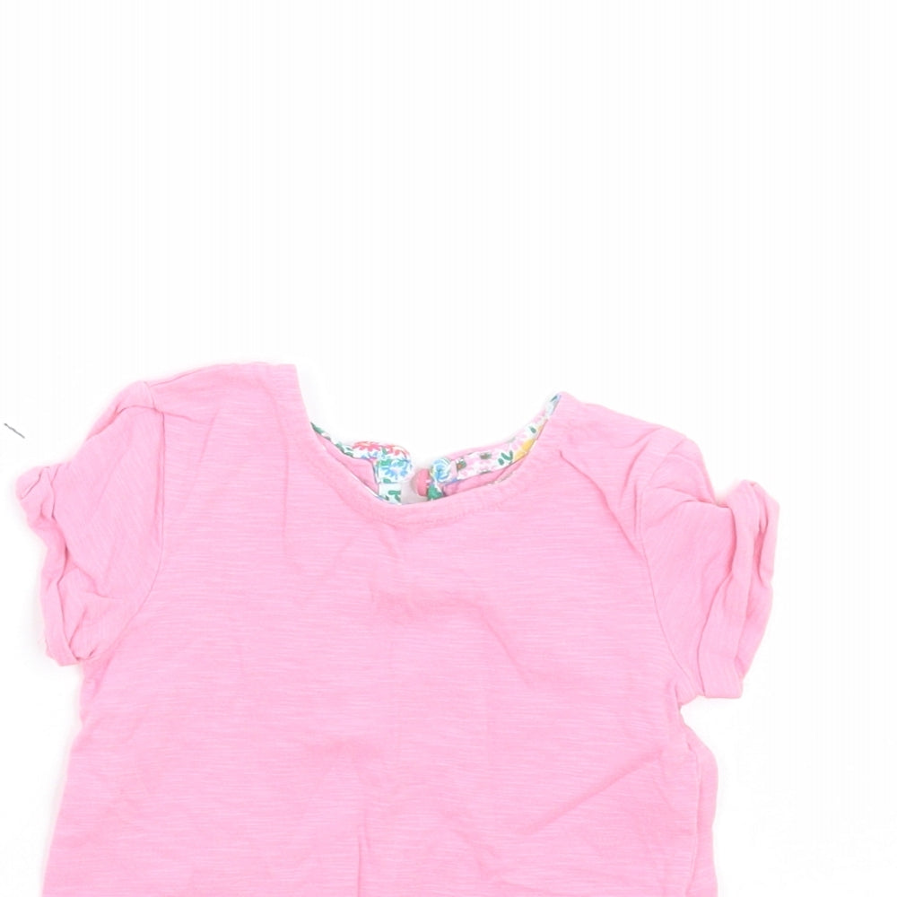 NEXT Girls Pink   Basic T-Shirt Size 3-6 Months  - Floral Pocket Pattern