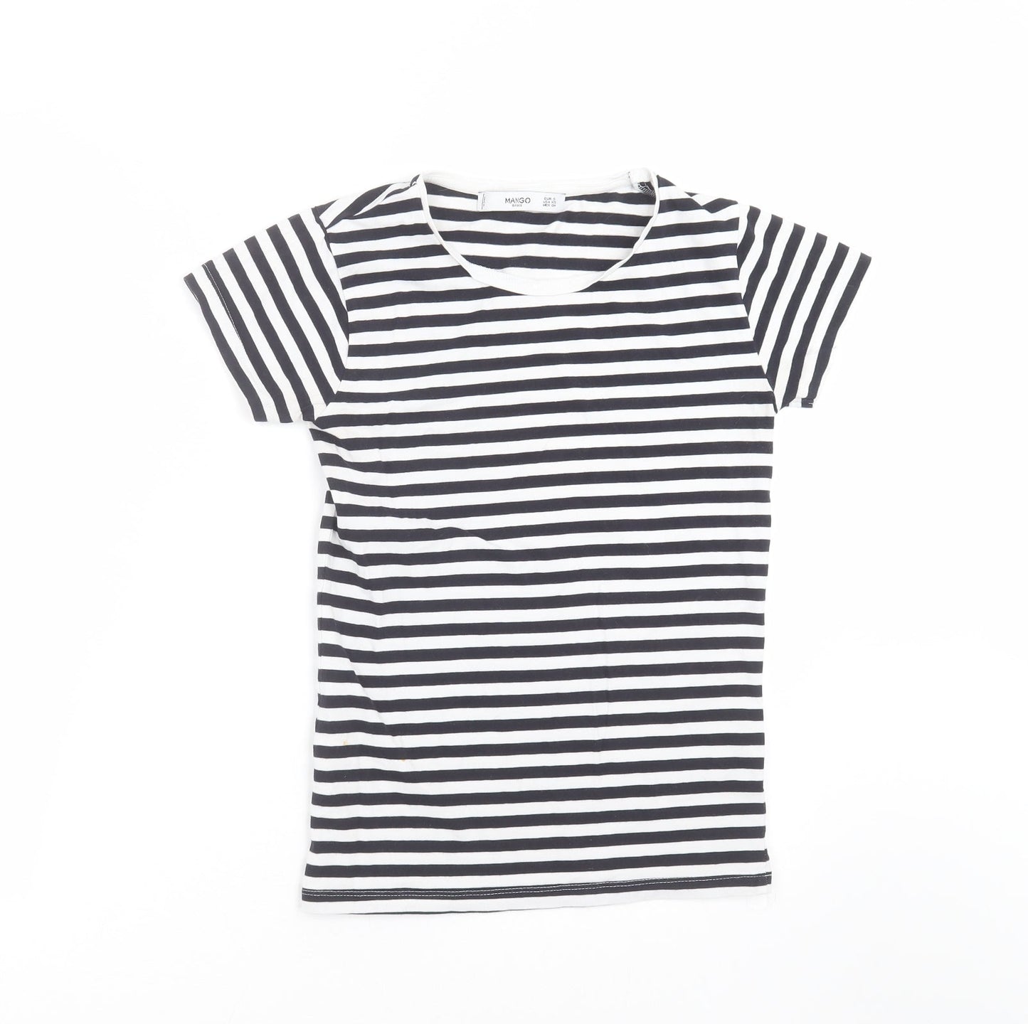Mango Womens Black Striped  Basic T-Shirt Size S