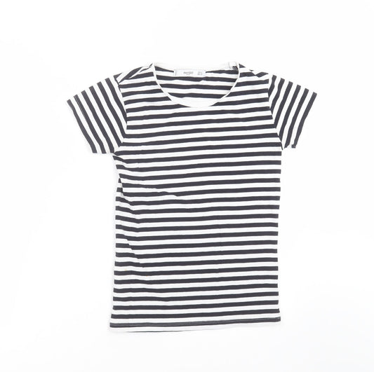 Mango Womens Black Striped  Basic T-Shirt Size S