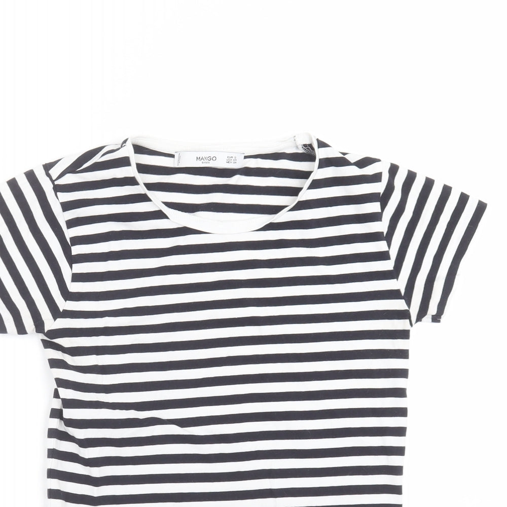Mango Womens Black Striped  Basic T-Shirt Size S