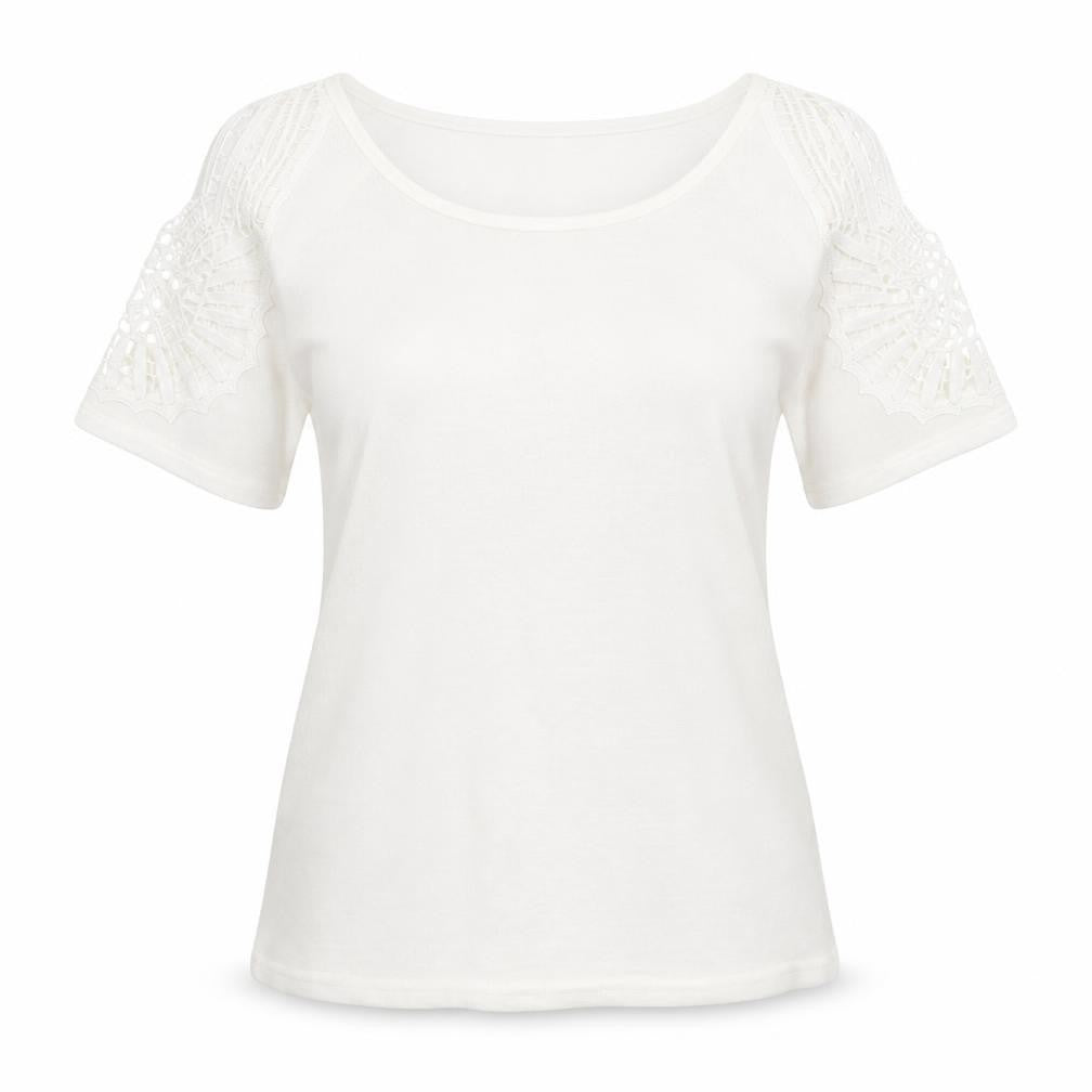Preworn Womens White  Knit Pullover Jumper Size L  - crochet shoulder