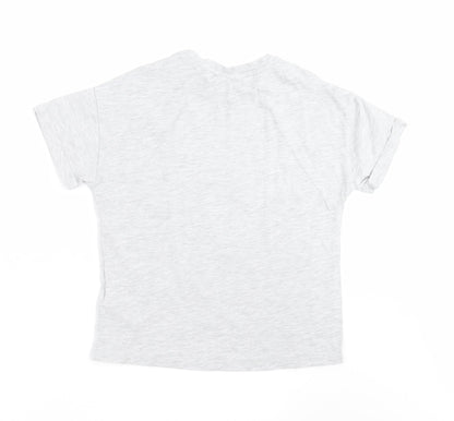 Preloved Marks and Spencer Girls Grey   Basic T-Shirt Size 9-10 Years  - sequin heart - Back