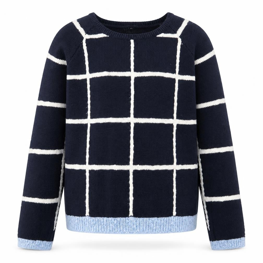 NEXT Girls Blue Check Knit Pullover Jumper Size 10 Years