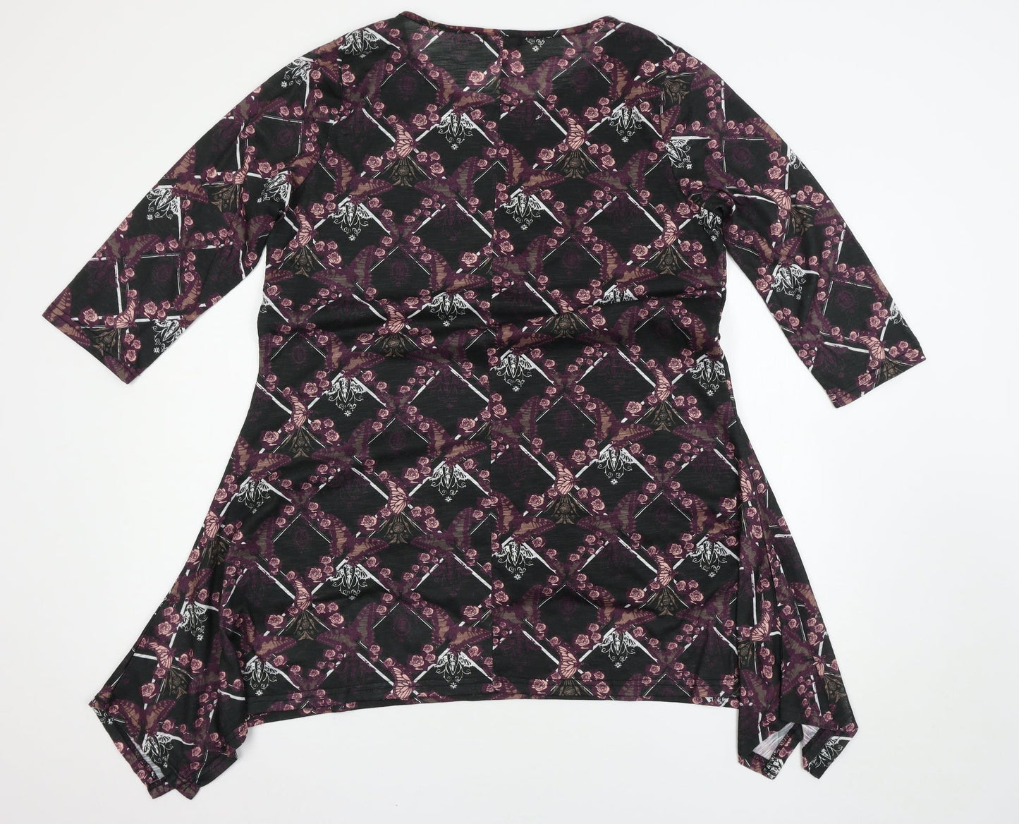Samya Womens Multicoloured Floral  Basic T-Shirt Size 16