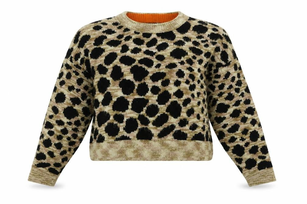 Topshop Womens Brown Animal Print  Pullover Jumper Size 6