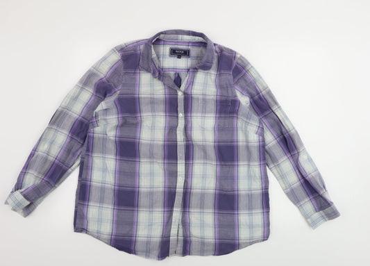 Maine New England  Mens Black Check   Button-Up Size 18