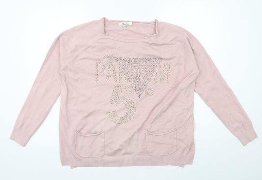 Bluoltre Womens Pink  Knit Pullover Jumper Size S