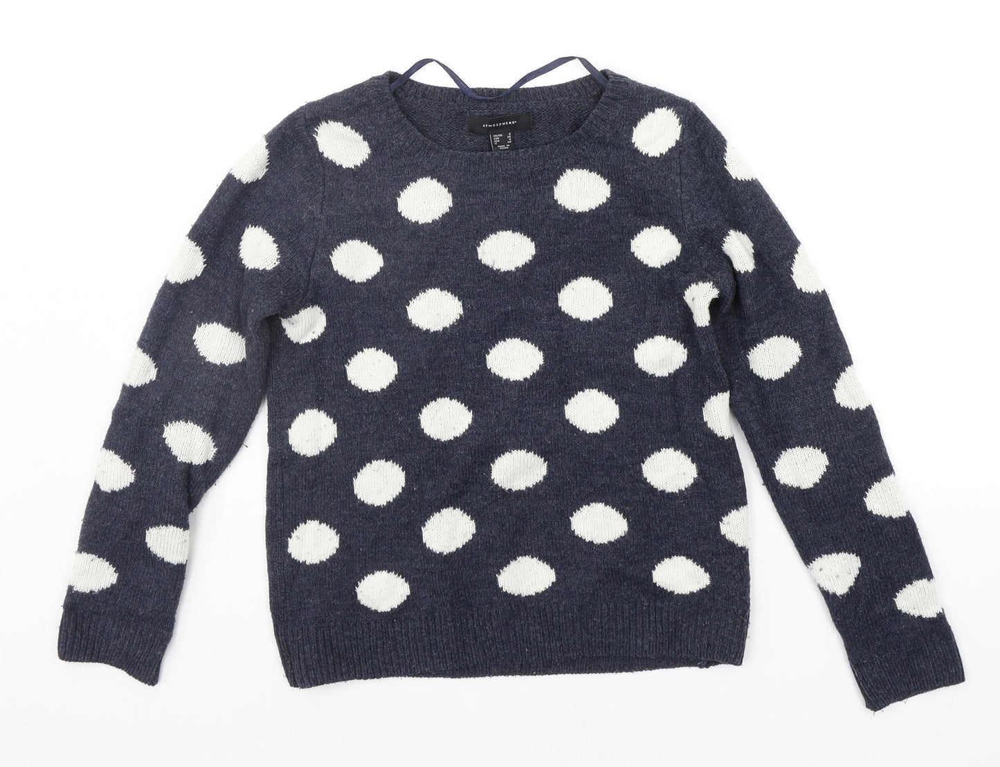 Atmsophere Womens Blue Polka Dot  Pullover Jumper Size 6