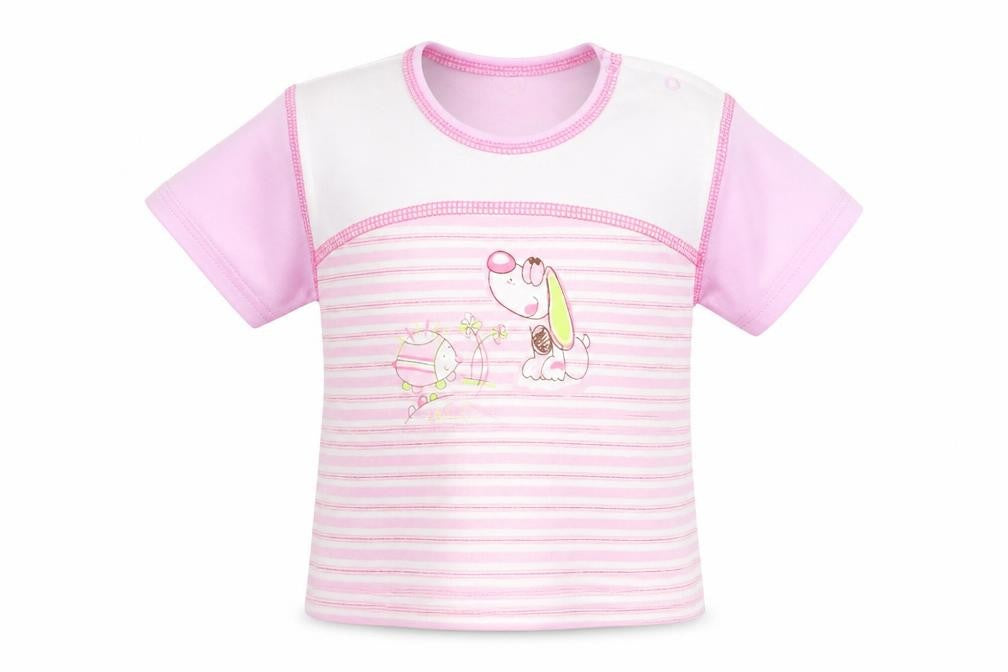 K&Y Girls Pink Striped  Basic T-Shirt Size 4-5 Years
