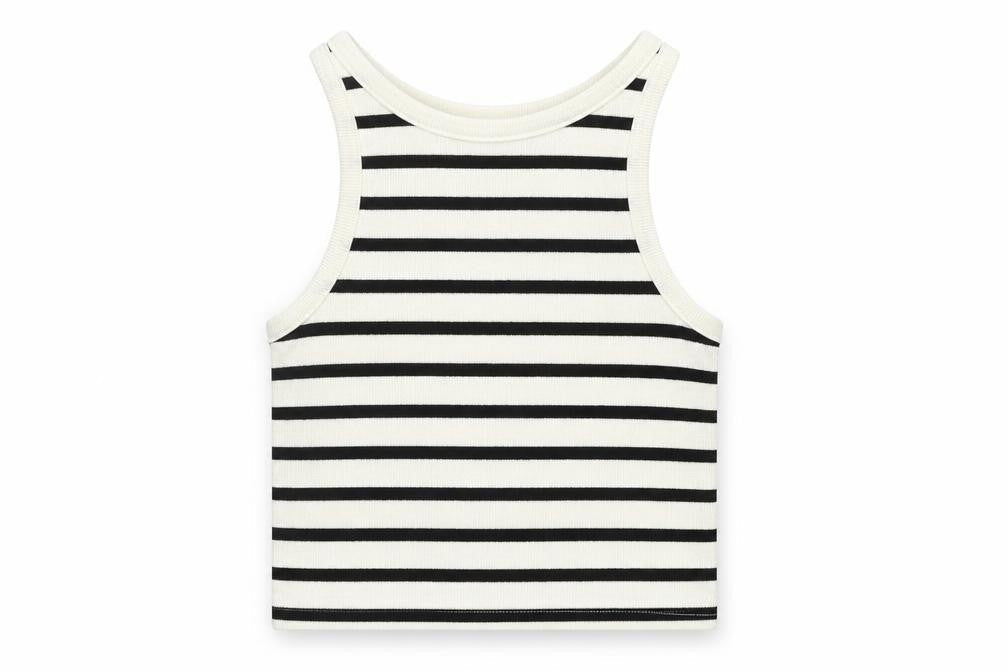 Divided Girls White Striped  Basic Tank Size S