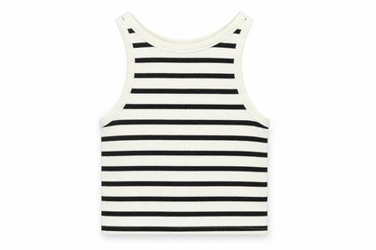 Divided Girls White Striped  Basic Tank Size S