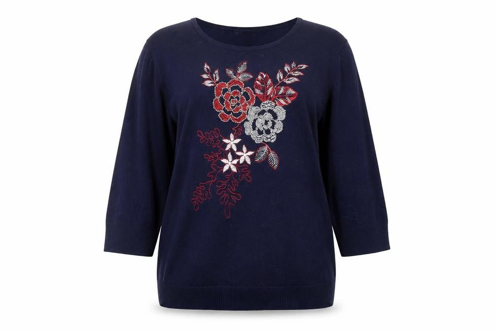 ANNA ROSE Womens Blue Floral  Pullover Jumper Size L
