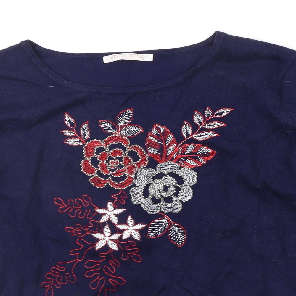 ANNA ROSE Womens Blue Floral  Pullover Jumper Size L