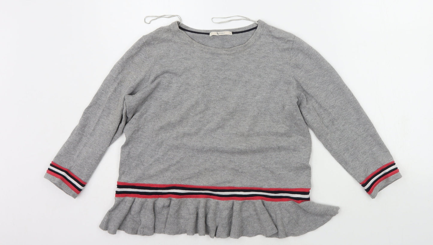 TU Womens Grey Striped  Pullover Jumper Size 8