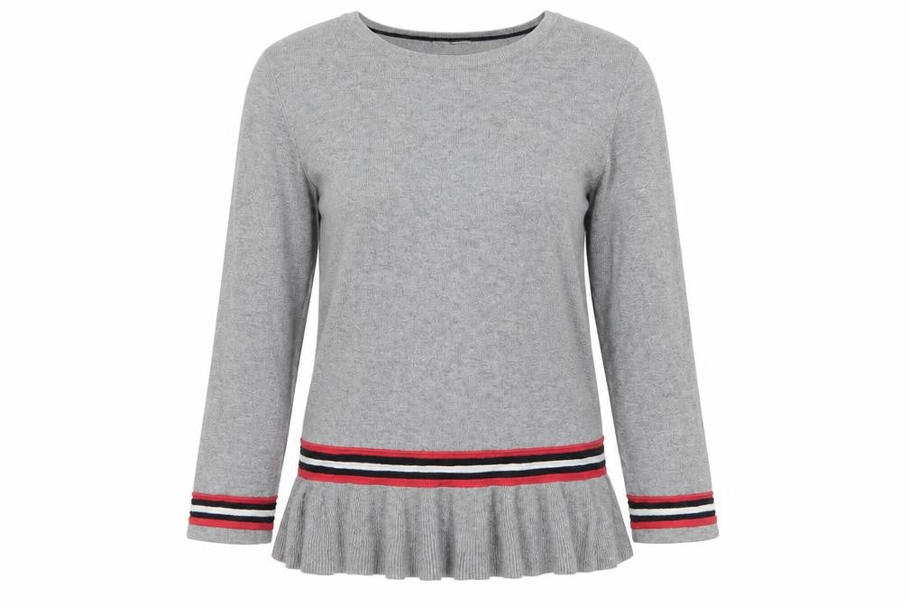 TU Womens Grey Striped  Pullover Jumper Size 8