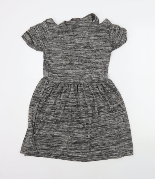 Miss Blush Girls Grey Houndstooth  A-Line  Size M