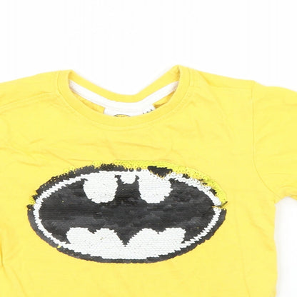 Preloved Batman Boys Yellow   Basic T-Shirt Size 3 Years - Detail