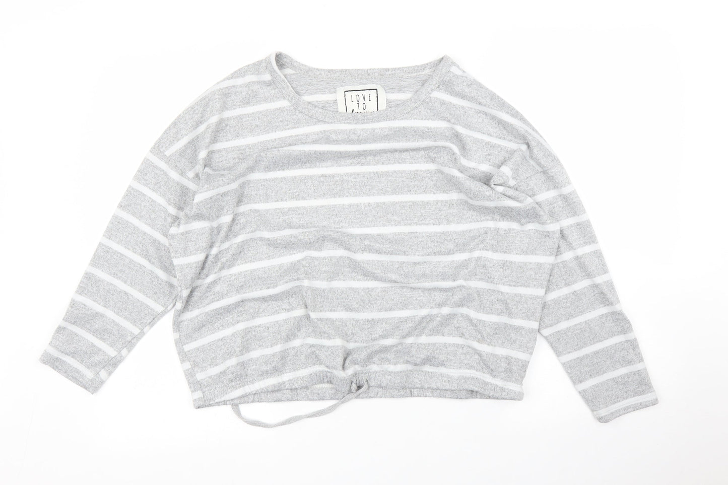 Time To Dream Womens Grey Striped  Pullover Jumper Size 16  - PJ top