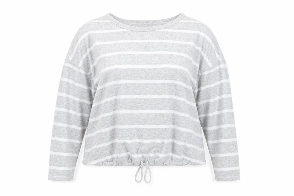 Time To Dream Womens Grey Striped  Pullover Jumper Size 16  - PJ top