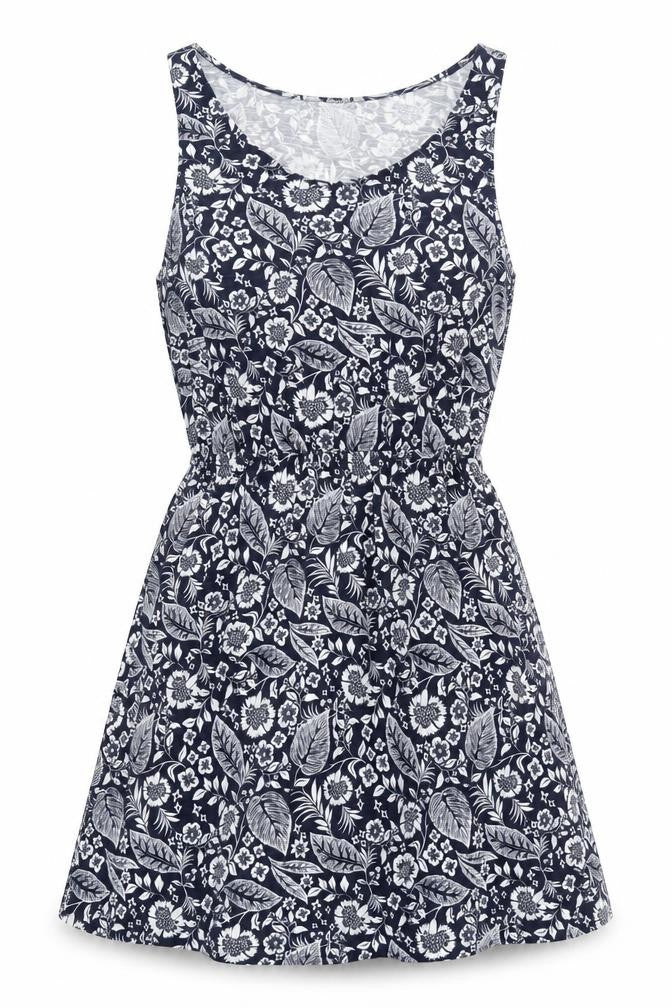 H&M Womens Blue Floral  A-Line  Size M