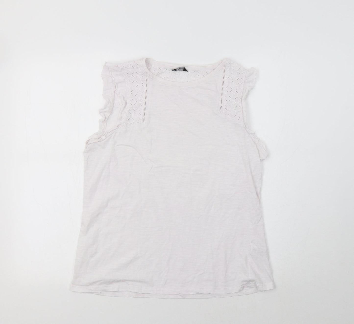 M&Co Womens White   Basic T-Shirt Size 10