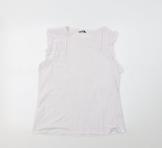 M&Co Womens White   Basic T-Shirt Size 10