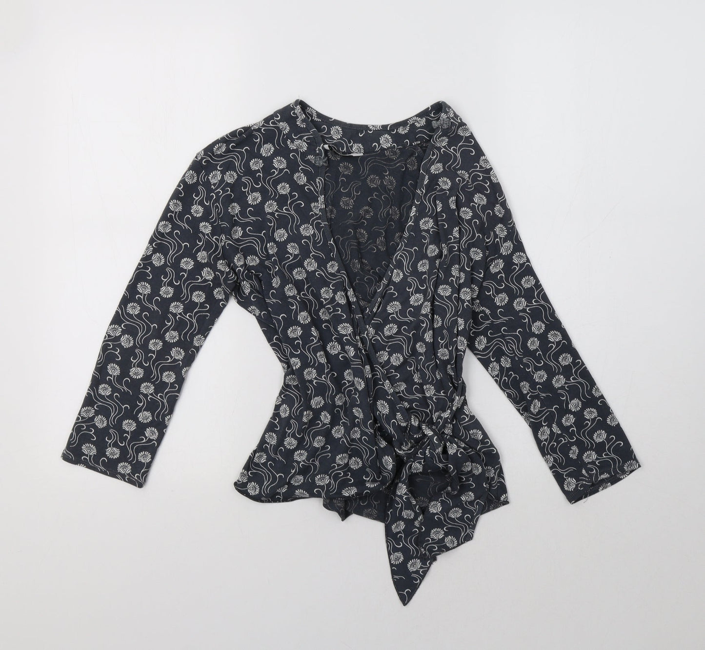 Select Womens Grey Floral  Basic Blouse Size 10