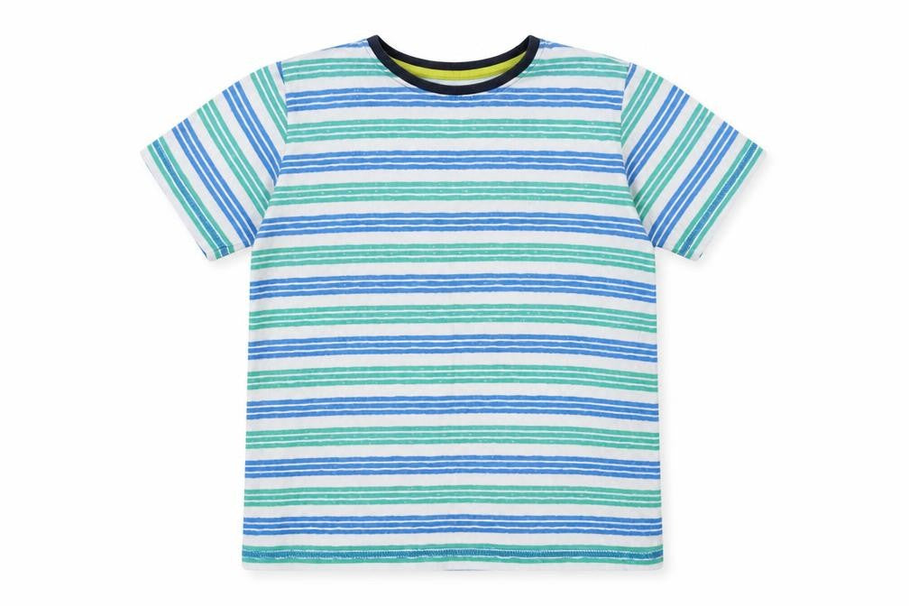 Nutmeg Girls Green Striped  Basic T-Shirt Size 9-10 Years
