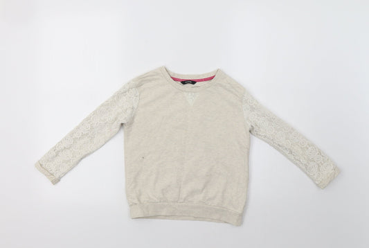 George Girls Beige   Pullover Sweatshirt Size 6-7 Years  - Lace Detail