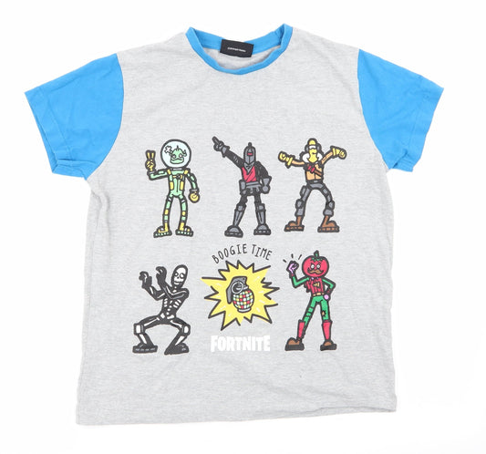 Fortnite Boys Grey   Basic T-Shirt Size L  - Boogie Time