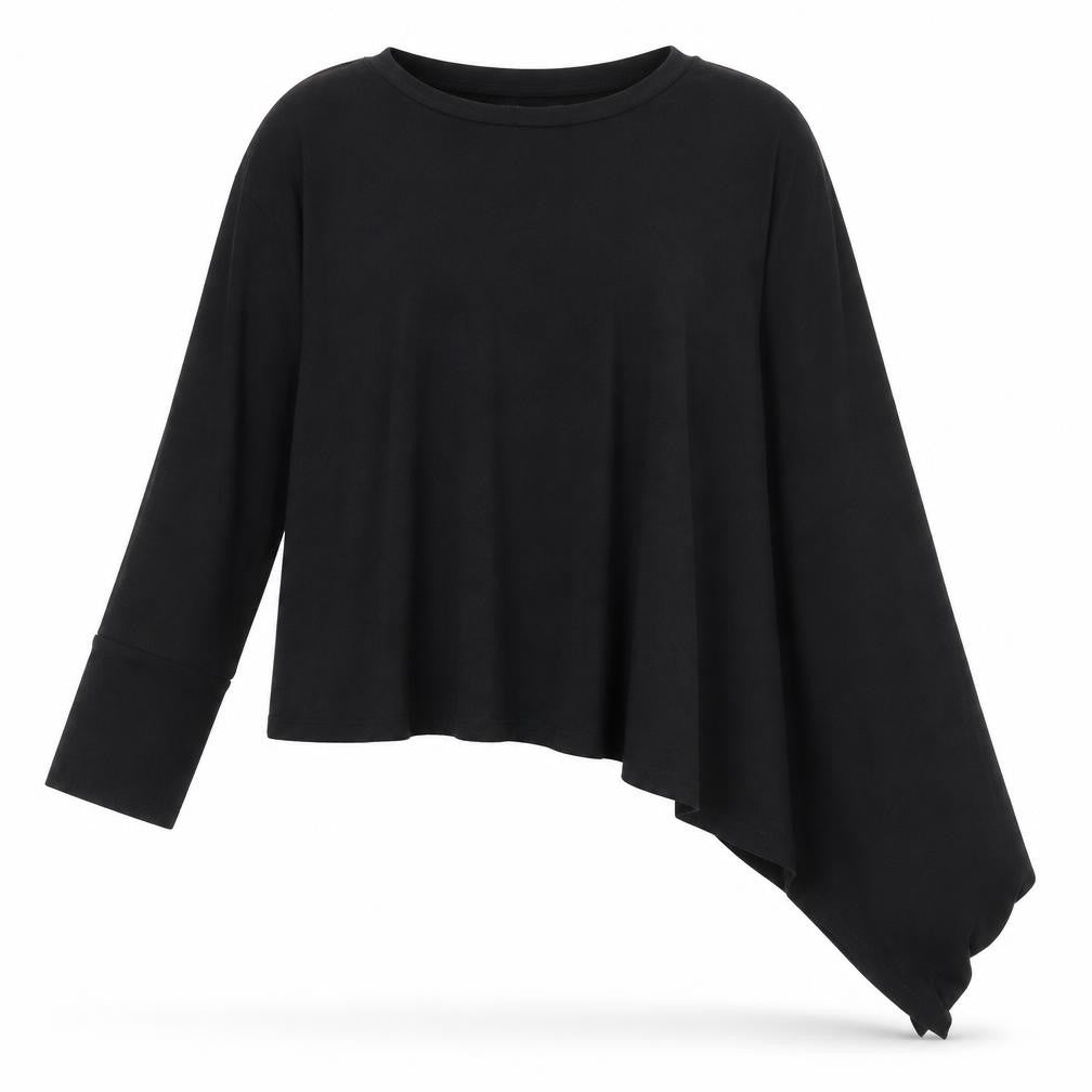 Berksha Womens Black   Pullover Jumper Size 6  - Diagonally Cut Hem 1 x short 1 x 3/4 sleeve