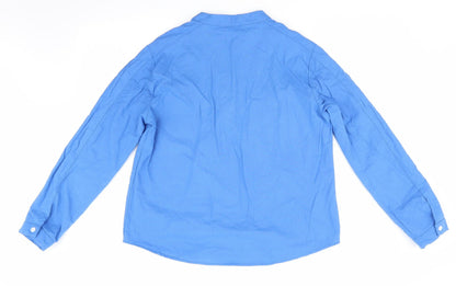 Dayou Womens Blue   Basic Button-Up Size 2XL  - Mandarin Collar