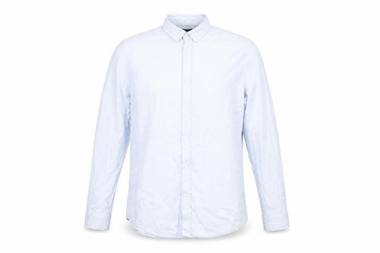 Cubas AS Mens Blue Striped   Button-Up Size L  - Buttoned Collar - Fine stripe