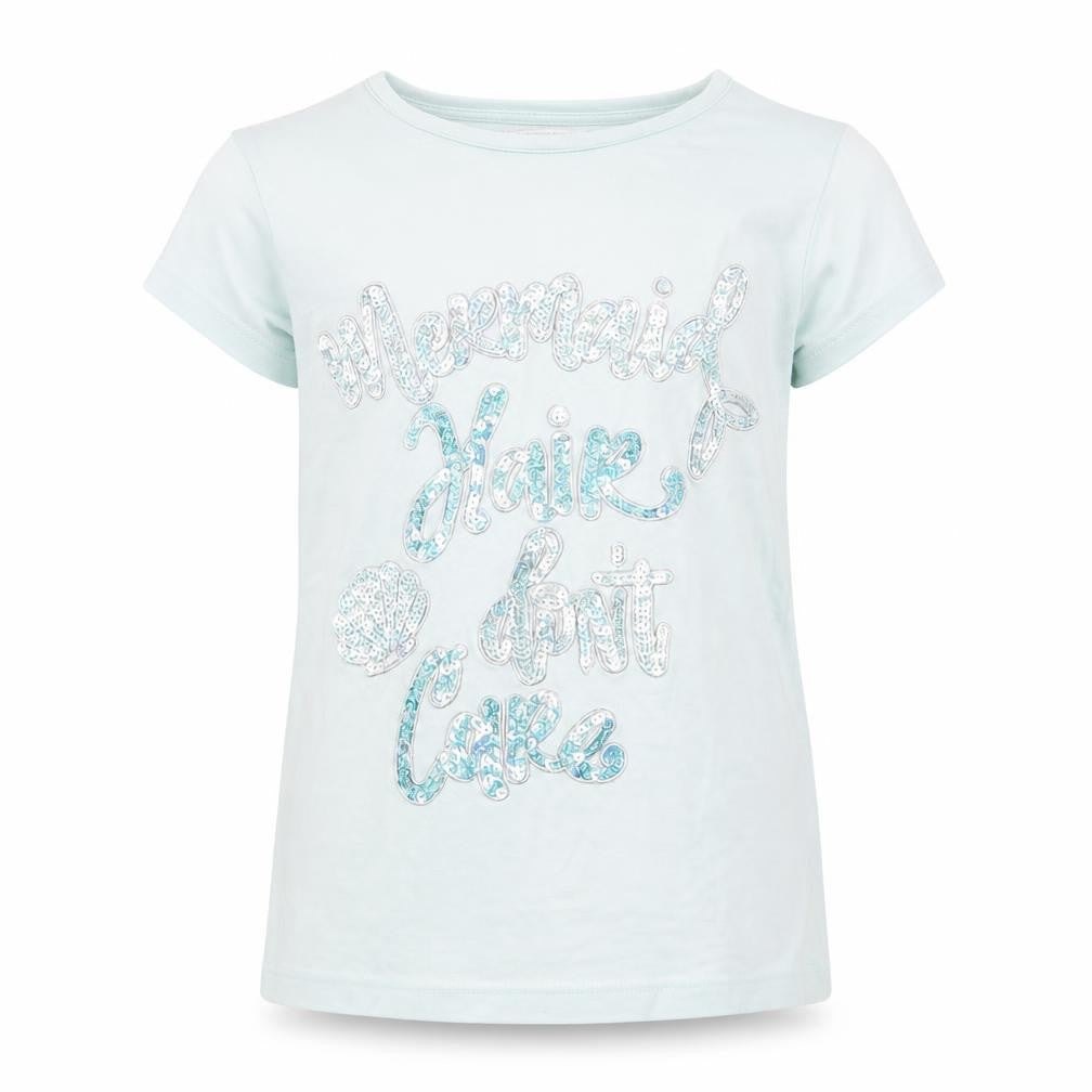 Blue Zoo Girls Blue   Basic T-Shirt Size 5-6 Years  - Mermaid Hair Don't Care